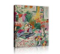 OUSHION ART Henri Matisse - Intérieur avec une jeune fille célèbre peinture à l’huile Prints abstrait Toile colorée Images pour Décor de ferme 40x30cm cadre intérieur