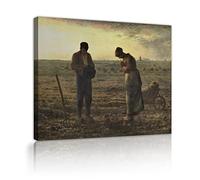 OUSHION ART L’Angélus par Jean-François Millet Classique Champ Paysage Peinture à l’huile Affiche Couple Prière HD Impressions pour Décor de ferme 70x91cm cadre intérieur
