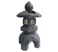 OUSHUAI Statuette de jardin Pagoda à énergie solaire - Décoration de jardin zen - Sculptures pour extérieur - Résine imperméable - Décoration pour pelouse, cour