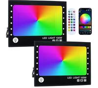 OUSIDE Projecteur LED RGB Extérieur 100W, Contrôle par Application Bluetooth et Télécommande 2.4G, 16 Millions de Couleurs, IP66 Étanche, Éclairage Jardin et Terrasse, Lot de 2