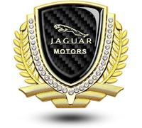 OUSIKA Autocollant D'insigne en Cristal Fenêtre Latérale de Voiture, Décalque D'emblème en Alliage 3D, Accessoires Décoration, pour Jaguar XF XFL XJ XJL XE XEL XK XKR XJ6 I Pace Fpace Epace,Gold