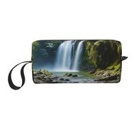 OUSIKA Cascade Paysage Peinture Sacs Cosmétiques pour Femmes Sac de Maquillage Portable Sac de Rangement Voyage Sac de Réception Quotidienne Grande Capacité Trousse de Toilette Blanc, Taille Unique,