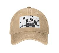Ousika Casquette de baseball panda mignonne pour homme et femme - En coton délavé - Casquette de baseball réglable, naturel, One Size-L