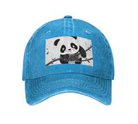 Ousika Casquette de baseball panda mignonne pour homme et femme - En coton délavé - Casquette de baseball réglable, bleu, One Size-L