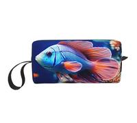 OUSIKA Coral Reef Fish Aquarium Sacs à cosmétiques pour femme Trousse de maquillage portable Sac de rangement de voyage Sac de réception quotidienne Grande capacité Trousse de toilette Blanc Taille