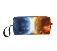OUSIKA Fire and Water Planets Trousse de maquillage portable pour femme Sac de rangement de voyage Sac de réception quotidienne Grande capacité Trousse de toilette blanche, taille unique, blanc,