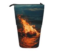 OUSIKA Fire by the Sea Trousse à crayons télescopique avec support pour stylos et maquillage pour homme et femme, Noir , Taille unique