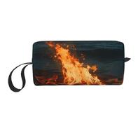 OUSIKA Fire by the Sea Trousse de maquillage portable pour femme - Sac de rangement de voyage - Grande capacité - Blanc - Taille unique, blanc, Taille unique