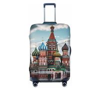 OUSIKA Housse de bagage de voyage élastique avec fermeture éclair invisible Cathédrale Saint-Basile lavable protection de valise mignonne anti-rayures pour valise de 45,7 à 78,7 cm, Noir , XL
