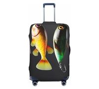 OUSIKA Housse de bagage de voyage élastique avec fermeture éclair invisible, différents types d'appâts de pêche, protection lavable pour valise de 45,7 à 78,7 cm, Noir , M