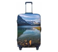 OUSIKA Housse de bagage de voyage élastique avec fermeture éclair invisible Glacier National Park lavable protection de valise mignonne anti-rayures pour valise de 45,7 à 78,7 cm, Noir , M
