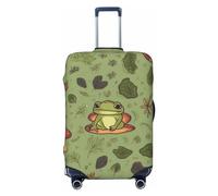 OUSIKA Housse de bagage de voyage élastique avec fermeture éclair invisible, grenouilles et champignons, protection lavable pour valise de 45,7 à 78,7 cm, Noir , L