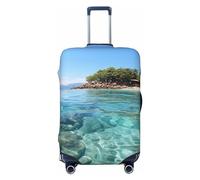 OUSIKA Housse de bagage de voyage élastique avec fermeture éclair invisible île Fidji et mer transparente lavable protection de valise mignonne anti-rayures pour valise de 45,7 à 78,7 cm, Noir , XL