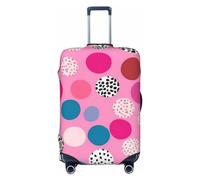OUSIKA Housse de bagage de voyage élastique avec fermeture éclair invisible, motif à pois folles, lavable, protection mignonne anti-rayures pour valises de 45,7 à 78,7 cm, Noir , L
