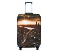 OUSIKA Housse de bagage de voyage élastique avec fermeture éclair invisible - Motif coucher de soleil de York City - Lavable - Protection de valise mignonne anti-rayures pour valise de 45,7 à 78,7 cm,