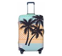 OUSIKA Housse de bagage de voyage élastique avec fermeture éclair invisible motif géométrique palmier lavable protection mignonne anti-rayures pour valise de 45,7 à 78,7 cm, Noir , M