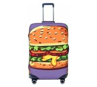 OUSIKA Housse de bagage de voyage élastique avec fermeture éclair invisible motif hamburger de dessin animé lavable protection mignonne anti-rayures pour valise de 45,7 à 78,7 cm, Noir , S