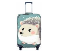 OUSIKA Housse de bagage de voyage élastique avec fermeture éclair invisible, motif hérisson de dessin animé, lavable, protection de valise mignonne anti-rayures pour valise de 45,7 à 78,7 cm, Noir , M