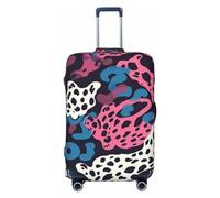 OUSIKA Housse de bagage de voyage élastique avec fermeture éclair invisible, motif panthère bleue, protection lavable pour valises de 45,7 à 78,7 cm, Noir , M
