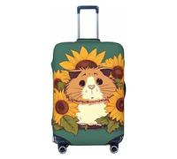 OUSIKA Housse de bagage de voyage élastique avec fermeture éclair invisible, tournesol, hamster, dessin animé, lavable, protection de valise mignonne anti-rayures pour valise de 45,7 à 78,7 cm, Noir ,