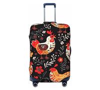 OUSIKA Housse de protection lavable et extensible pour valise, coq, poules mignonnes, housse de valise, housse anti-rayures pour bagages de voyage de 45,7 à 81,3 cm, Noir , L