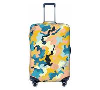 OUSIKA Housse de protection lavable et extensible pour valise, couleurs vives et jaune camouflage, housse anti-rayures pour bagages de voyage de 45,7 à 81,3 cm, Noir , M