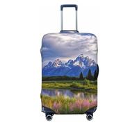 OUSIKA Housse de protection lavable et extensible pour valise de parc national Grand Teton - Anti-rayures - Convient aux protections de bagages de 45,7 à 81,3 cm, Noir , L