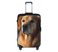 OUSIKA Housse de protection lavable et extensible pour valise Golden Retriever - Anti-rayures - Convient aux protections de bagages de 45,7 à 81,3 cm, Noir , S