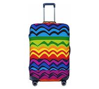 OUSIKA Housse de protection lavable et extensible pour valise, motif arc-en-ciel Gay Pride, housse anti-rayures pour bagages de voyage de 45,7 à 81,3 cm, Noir , M