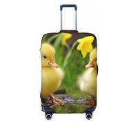 OUSIKA Housse de protection lavable et extensible pour valise, motif canards mignons, anti-rayures, convient aux protections de bagages de 45,7 à 81,3 cm, Noir , M