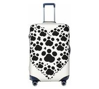 OUSIKA Housse de protection lavable et extensible pour valise, motif empreintes de pattes de chien, motif cœur, housse anti-rayures pour bagages de 45,7 à 81,3 cm, Noir , L