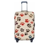 OUSIKA Housse de protection lavable et extensible pour valise, motif empreintes de pattes de dessin animé, housse anti-rayures pour bagages de 45,7 à 81,3 cm, Noir , S