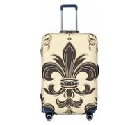 OUSIKA Housse de protection lavable et extensible pour valise, motif fleur de lys et armoiries de chevalier, housse de bagage de voyage anti-rayures pour protections de bagages de 45,7 à 81,3 cm, Noir