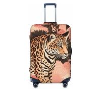 OUSIKA Housse de protection lavable et extensible pour valise, motif léopard, anti-rayures pour bagages de 45,7 à 81,3 cm, Noir , S