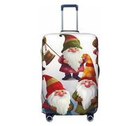OUSIKA Housse de protection lavable et extensible pour valise, motif nains de Noël amusants, anti-rayures, convient aux protections de bagages de 45,7 à 81,3 cm, Noir , XL