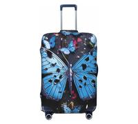 OUSIKA Housse de protection lavable et extensible pour valise, motif papillon bleu, anti-rayures, convient aux protections de bagages de 45,7 à 81,3 cm, Noir , XL