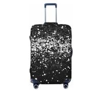 OUSIKA Housse de protection lavable et extensible pour valise, noir et blanc, à paillettes, anti-rayures, convient aux protections de bagages de 45,7 à 81,3 cm, Noir , S