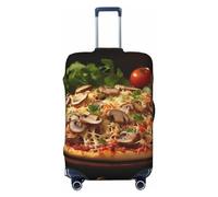 OUSIKA Housse de protection lavable et extensible pour valise, pizza avec champignons et tomates sur le dessus, housse de valise anti-rayures pour bagages de 45,7 à 81,3 cm, Noir , XL