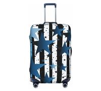 OUSIKA Housse de protection lavable et extensible pour valise, rayures et étoiles bleues, noires et blanches, housse anti-rayures pour bagages de 45,7 à 81,3 cm, Noir , XL