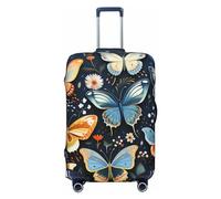OUSIKA Housse de protection lavable et extensible pour valises de voyage de 45,7 à 81,3 cm, motif papillons colorés, anti-rayures, Noir , XL