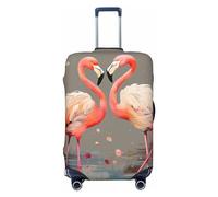 OUSIKA Housse de protection lavable extensible pour valise, motif flamants roses et fleurs, housse anti-rayures pour bagages de voyage de 45,7 à 81,3 cm, Noir , XL