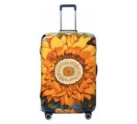 OUSIKA Housse de protection lavable extensible pour valise, motif tournesol entouré de papillons, housse de valise, housse anti-rayures pour bagages de voyage de 45,7 à 81,3 cm, Noir , S