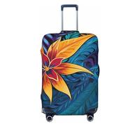 OUSIKA Housse de protection pour valise, lavable, extensible, motif feuilles tropicales pour valise, housse anti-rayures pour bagages de 45,7 à 81,3 cm, Noir , S