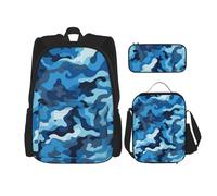 OUSIKA Lot de 3 Sacs à Dos Décontractés Sacs Ordinateur avec Boîte à Déjeuner et Trousse à Crayons pour Homme et Femme, Noir, Taille Unique