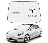 OUSIKA Pare-Soleil de Pare-Brise Avant de Voiture, Pliable, Étanche, Housse Protection Solaire, Bloc D'isolation Thermique, Accessoires Décoration Rayons UV, pour Tesla Model 3 Y 2016-2023