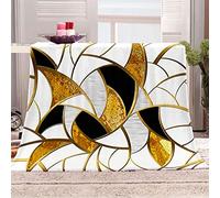 OUSIKA Plaid Polaire pour Adultes d'enfants Canape Couverture Polaire Imprimé Géométrique Doré Imprimée Motif Couverture Lit en Flanelle 2 Personnes Hiver 150X200Cm Microfibre Douce Et Chaude