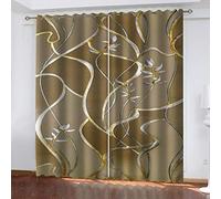 OUSIKA Rideaux Grande Largeur 3D Motif Imprimé Abstrait Or Motif Lot De 2 Isolants Occultant Thermique Anti Froid A Oeillet 234x230Cm Rideau De Fenêtre Moderne pour Chambre Et Salon Maison
