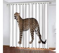OUSIKA Rideaux Occultant Impression 3D Printing Animal Cheetah Minimaliste Rideau Chambre Enfant Fille Oeillets Ensemble Lot De 2 Décoration De 160x200Cm Fenêtre pour Chambre Et Salon Draperies