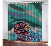 OUSIKA Rideaux Occultant Impression 3D Printing Astronaute Multicolore Rideau Chambre Enfant Fille Oeillets Ensemble Lot De 2 Décoration De 160x200Cm Fenêtre pour Chambre Et Salon Draperies