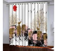 OUSIKA Rideaux Occultant Impression 3D Printing Elk De La Forêt Dorée Rideau Chambre Enfant Fille Oeillets Ensemble Lot De 2 Décoration De 160x200Cm Fenêtre pour Chambre Et Salon Draperies